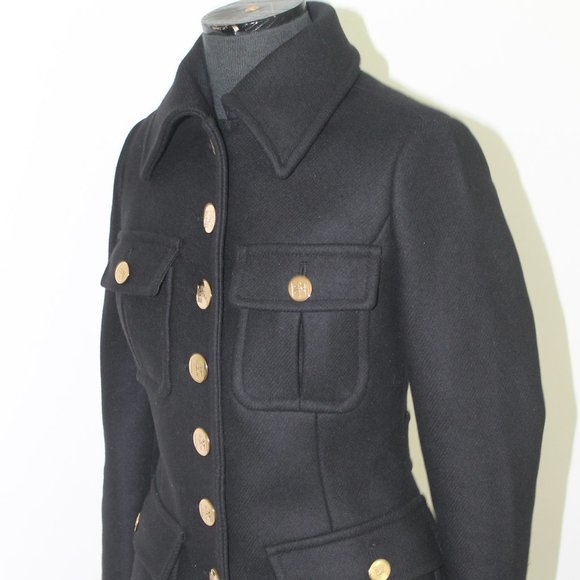 REDUCED Elisabetta Franchi Black VIRGIN WOOL PLEATED UTILITY Jacket Coat XS US 2 - Picture 8 of 11